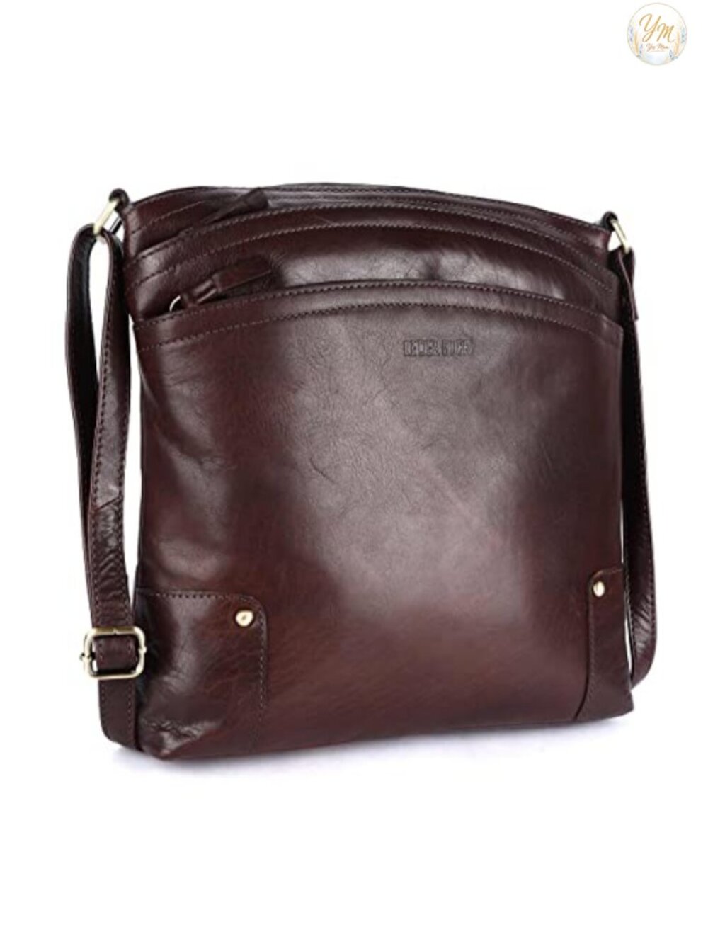 Genuine Leather Large Crossbody Bag Sling Shoulder Handbag Triple Zip
